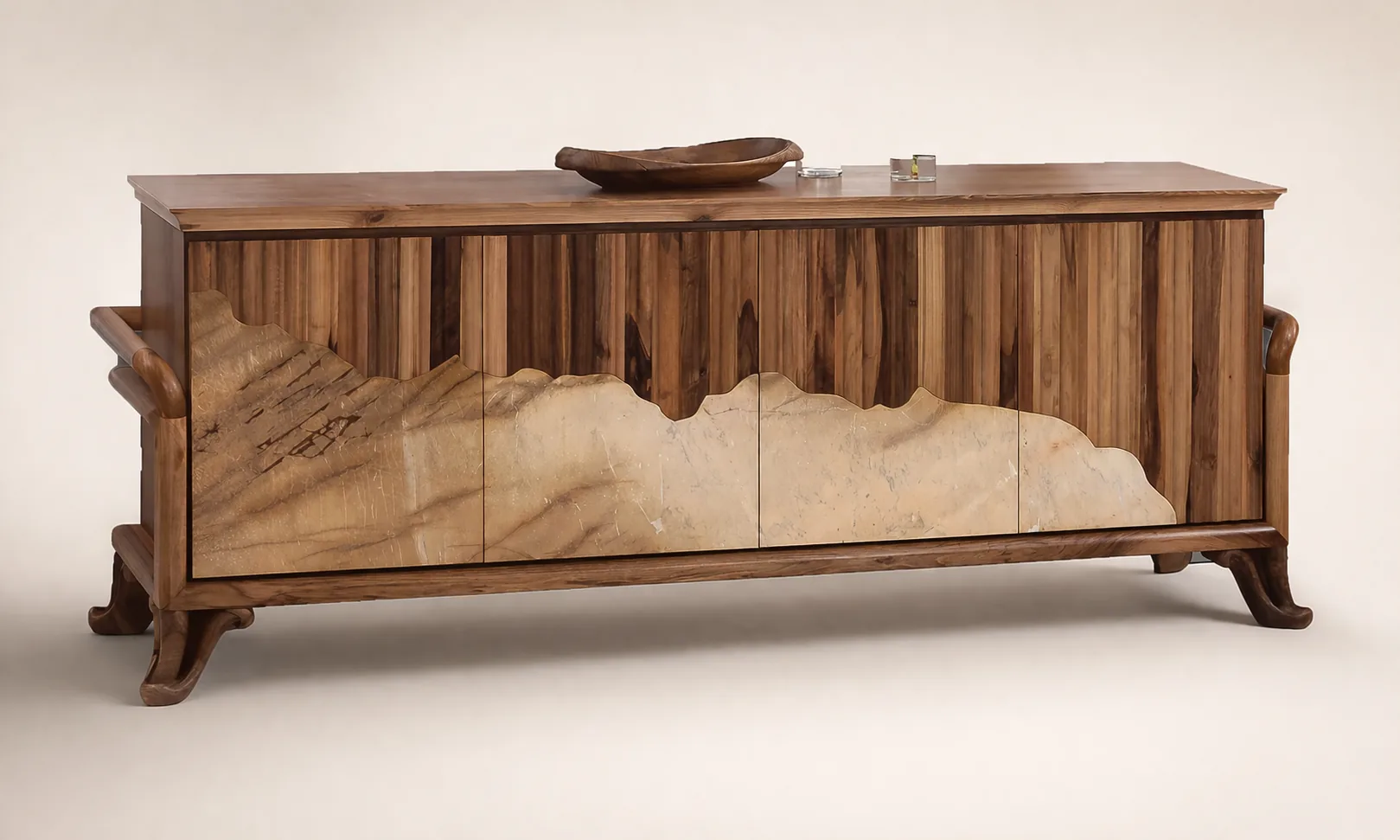 Apex solid walnut console by Woodine