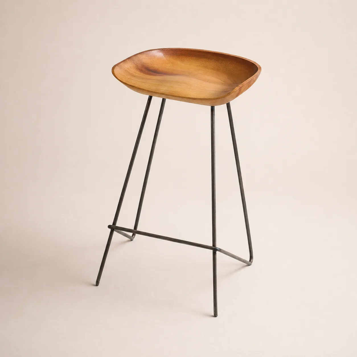 Polite solid walnut barstool by Woodine