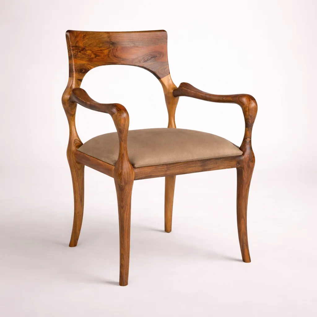 Riva solid walnut armchair by Woodine