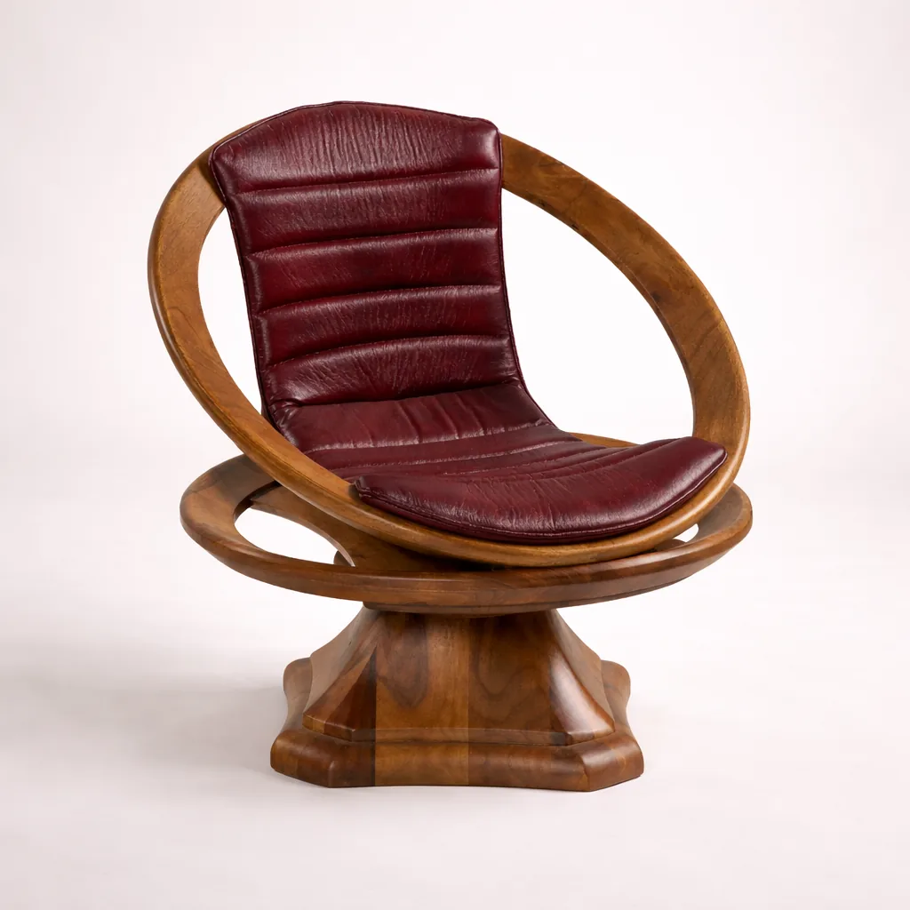 Rolex solid walnut swivel wingchair by Woodine