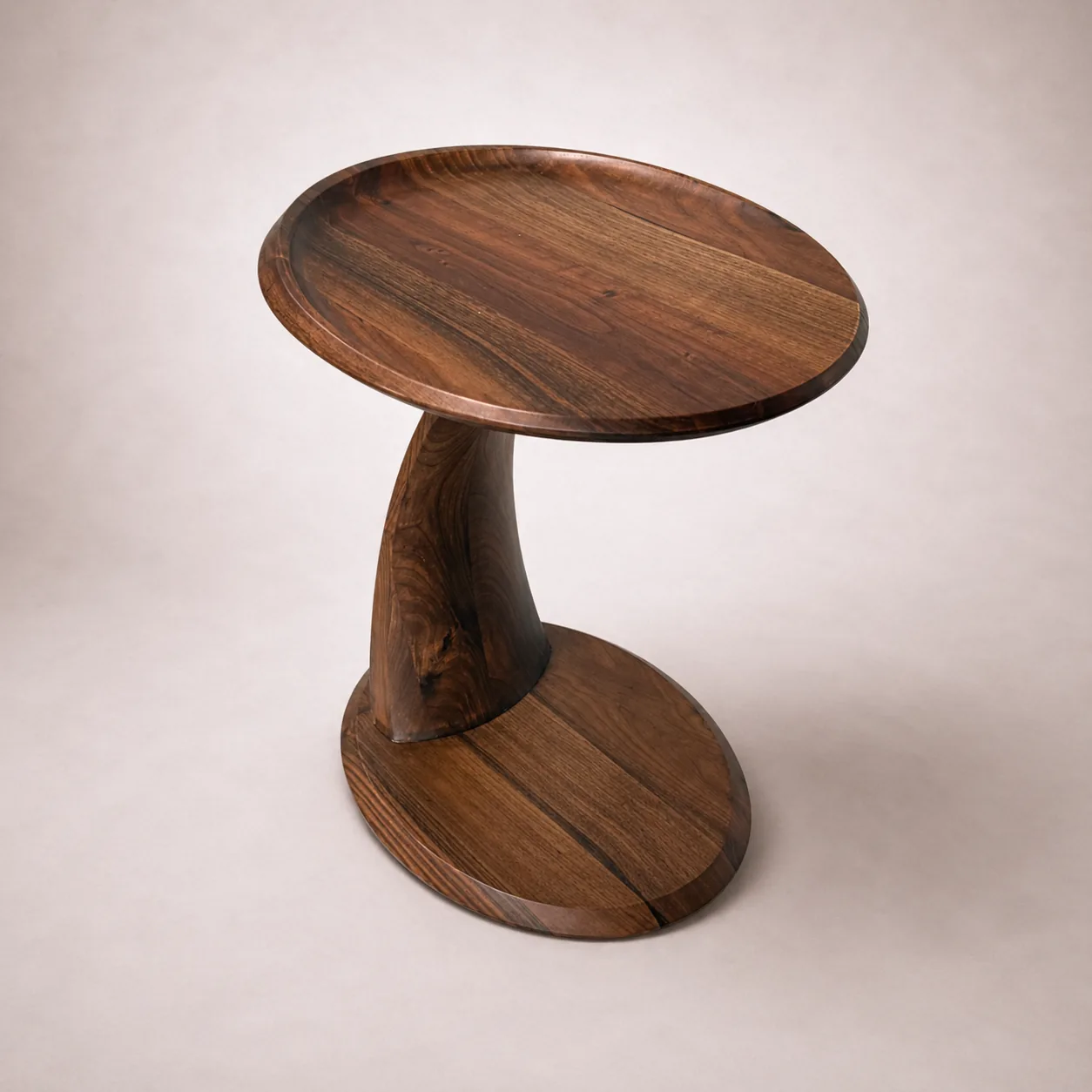 Sail solid walnut side table by Woodine