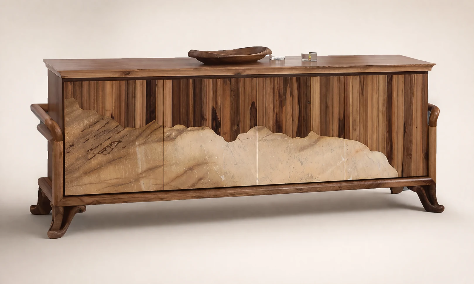Apex Console in solid walnut by Woodine