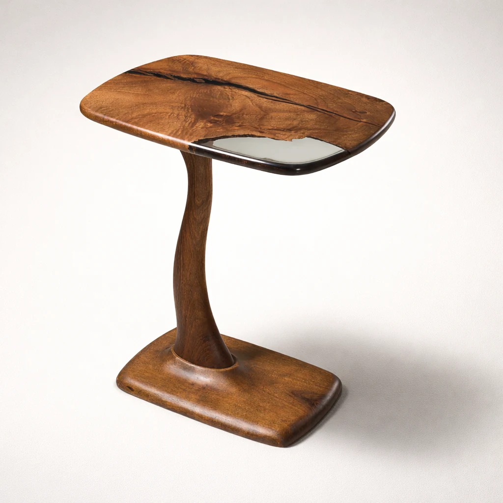 Aura Epoxy Side Table in solid walnut & epoxy resin by Woodine