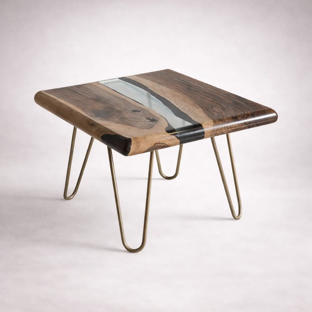 Corner Epoxy Side Table by Woodine