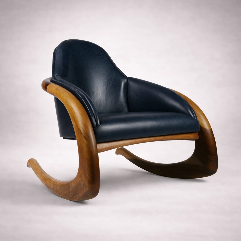 Corvet Rocking Chair in solid walnut by Woodine