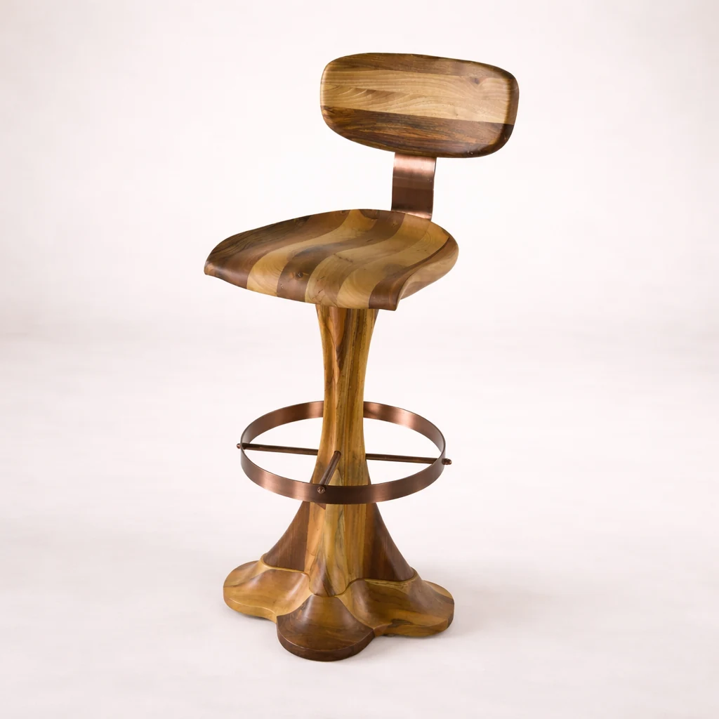 Liza Bar Stool (Wooden Backrest) by Woodine