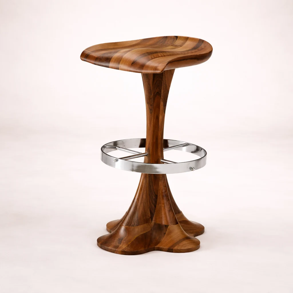 Liza Bar Stool in solid walnut by Woodine