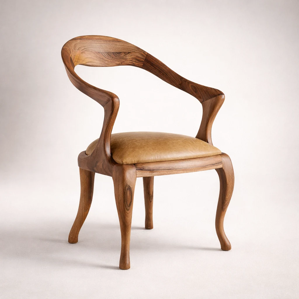 Manzoni Armchair in solid walnut by Woodine