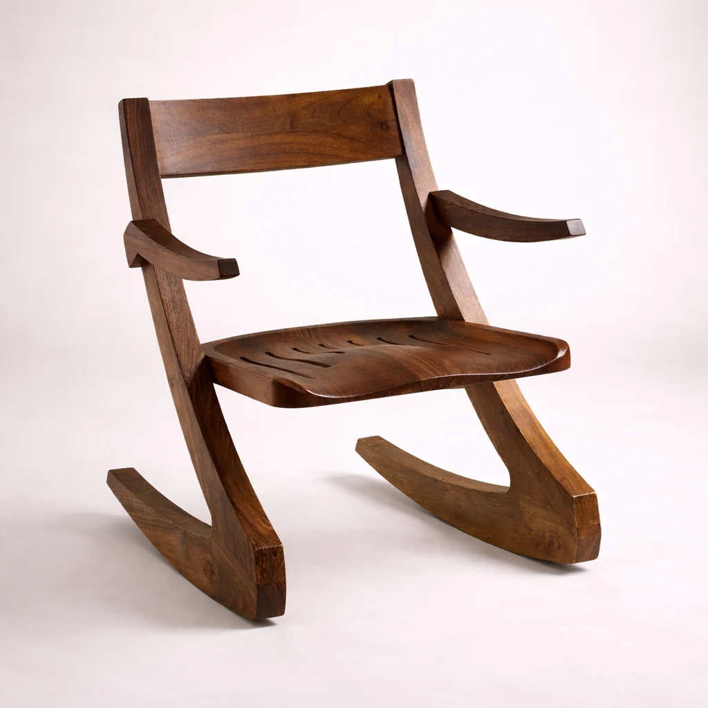 Ramses Rocking Chair in solid walnut by Woodine