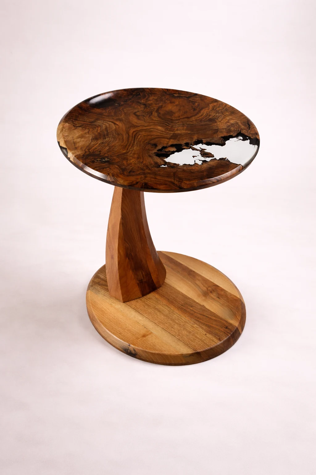 Sail Epoxy Side Table in solid walnut & epoxy resin by Woodine